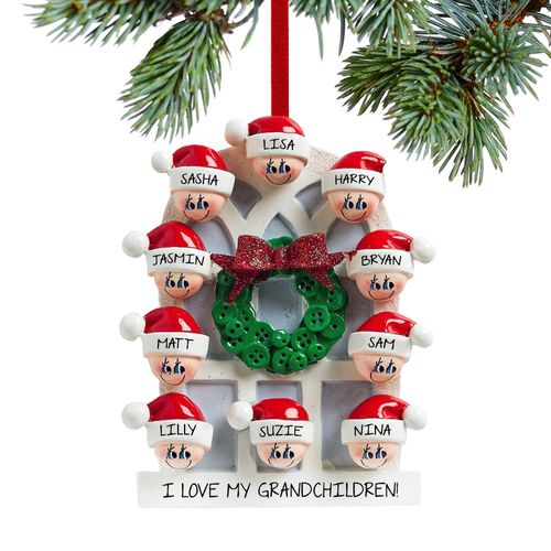 Window Family of 10 Grandparents Holiday Ornament