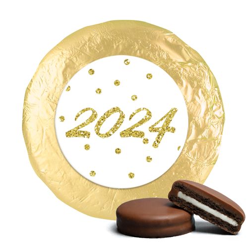 New Year's Eve Dots Milk Chocolate Covered Oreo Cookies with Gold Foil