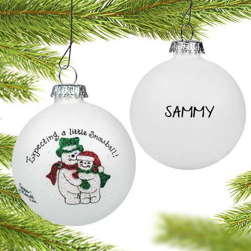 Couple Expecting A Little Snowball Holiday Ornament