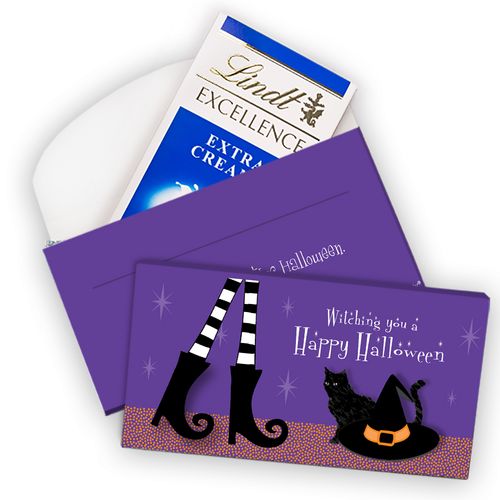 Deluxe Personalized Halloween The Witch Is In Lindt Chocolate Bar in Gift Box