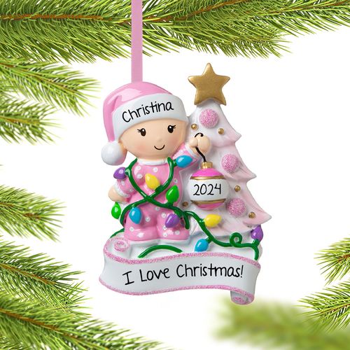 Personalized Baby Girl Decorating Tree