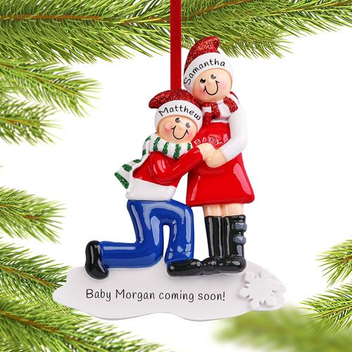 Couples Baby Kicking Pregnant Holiday Ornament