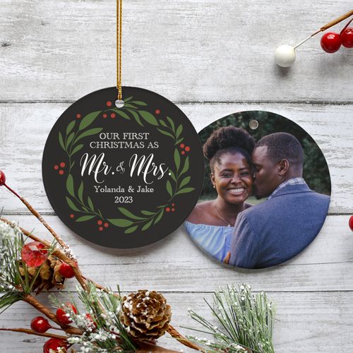 Our First as Mr & Mrs Photo Holiday Ornament