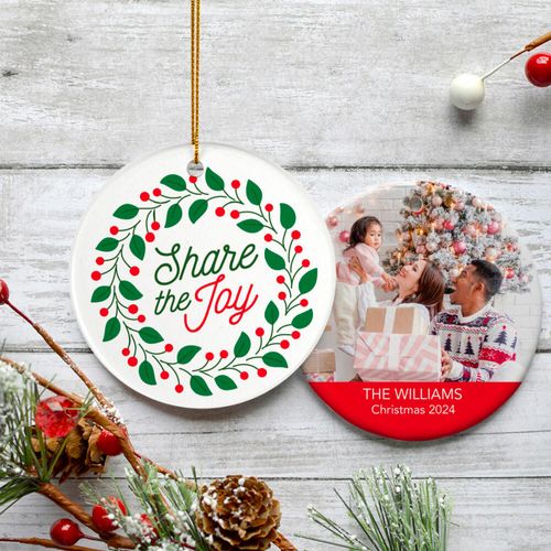 Share the Joy Photo Holiday Ornament