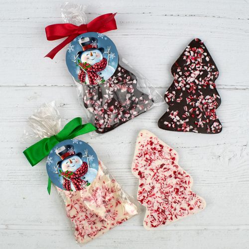 Christmas Peppermint Bark Tree with Gift Tag - Jolly Snowman