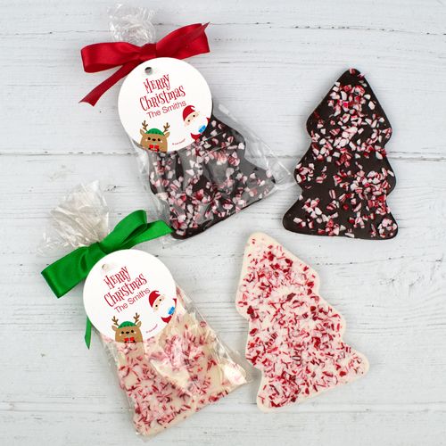 Personalized Christmas Peppermint Bark Tree with Gift Tag - Winter Buddies