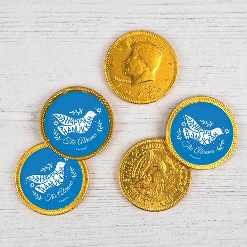 Personalized Bonnie Marcus Hanukkah Dove Coins (84 Pack)