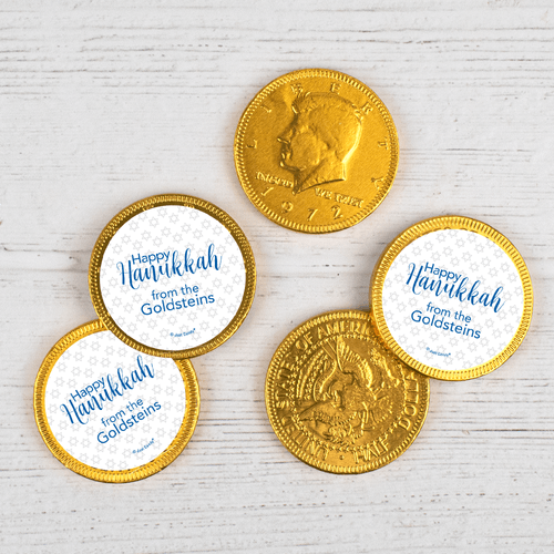Personalized Happy Hanukkah Coins (84 Pack)