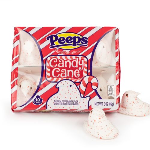 Peppermint Candy Cane Peeps Marshmallow Chicks - 10 Pack