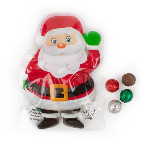 Santa Holiday Goodie Bag Filled with 3.5 oz Chocolate Milk Balls - 18 Goodie Bags