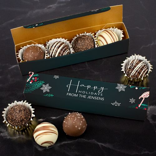 Personalized Candy Cane Truffle Favors 4pcs