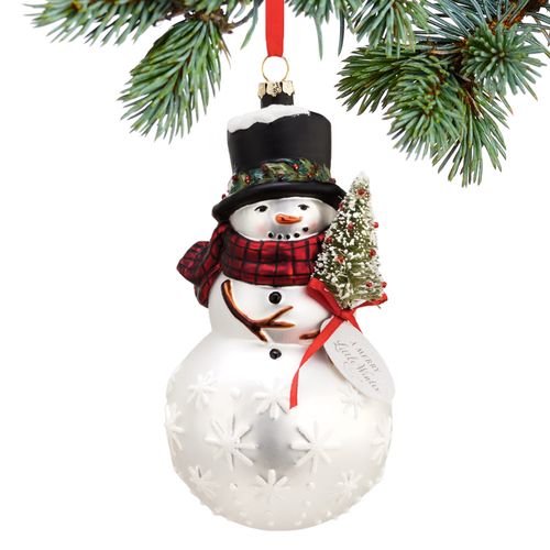 Snowman With Tree Holiday Ornament