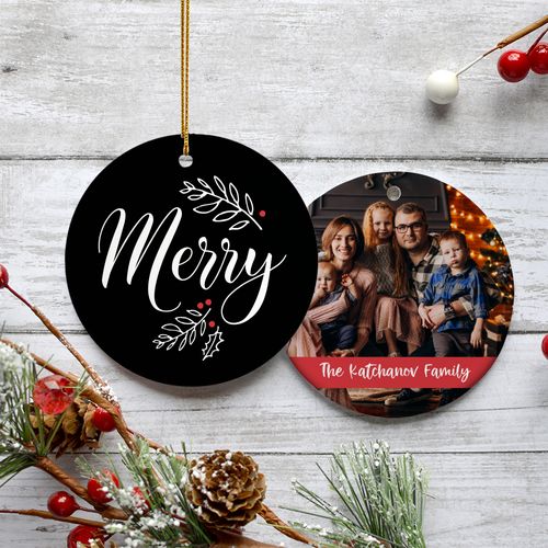 Personalized Merry Photo Ornament