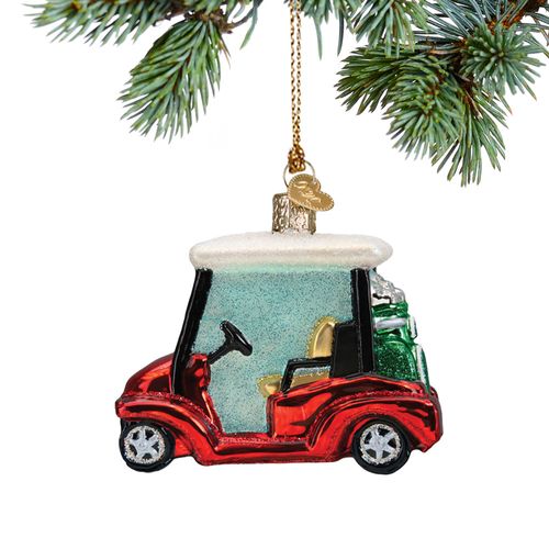 Glass Golf Cart Holiday Ornament