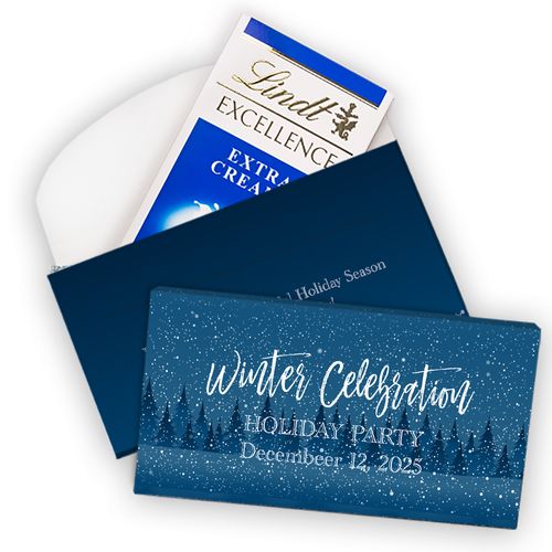 Deluxe Personalized Winter Celebration Lindt Chocolate Bar in Gift Box (3.5oz)