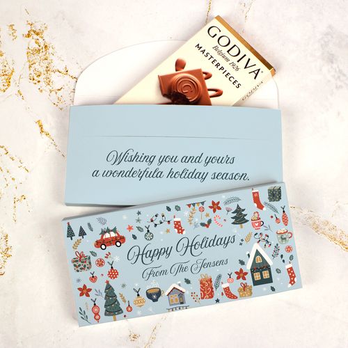 Deluxe Personalized Christmas Godiva Chocolate Bar in Gift Box - Season's Greetings