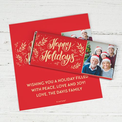 Personalized Happy Holidays Festive Leaves Standard Wrappers Only