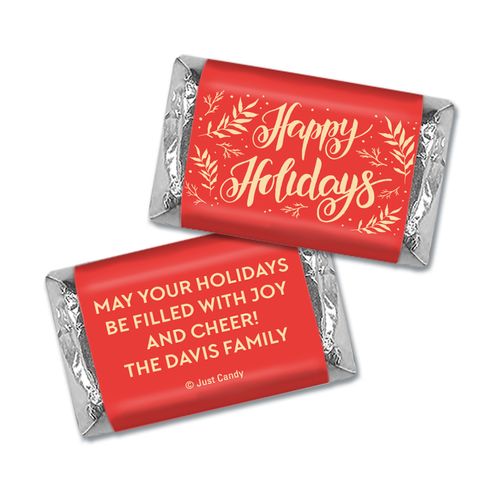Personalized Happy Holidays Festive Leaves Hershey's Miniatures