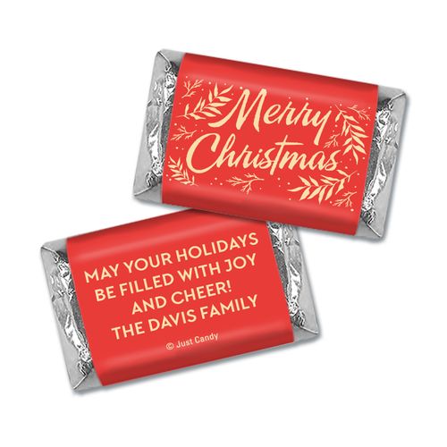 Personalized Merry Christmas Festive Leaves Hershey's Miniatures