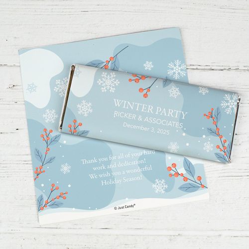 Personalized Chocolate Bar Wrappers Only - Holly Holiday Berries Winter Party