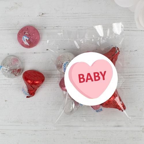 Personalized Valentine's Day Conversation Heart Candy Bags with Hershey's Love MIx Kisses