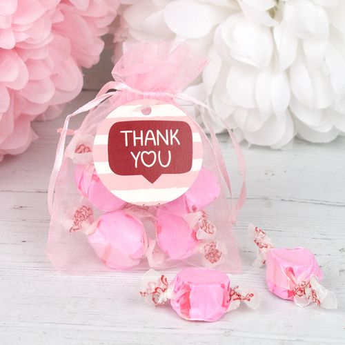 Valentine's Day Thank You Text - Taffy Organza Bags Favor