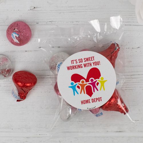 Personalized Valentine's Day Heart Friends Candy Bags with Hershey's Love MIx Kisses