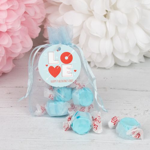 Personalized Valentine's Day Blue Love - Taffy Organza Bags Favor