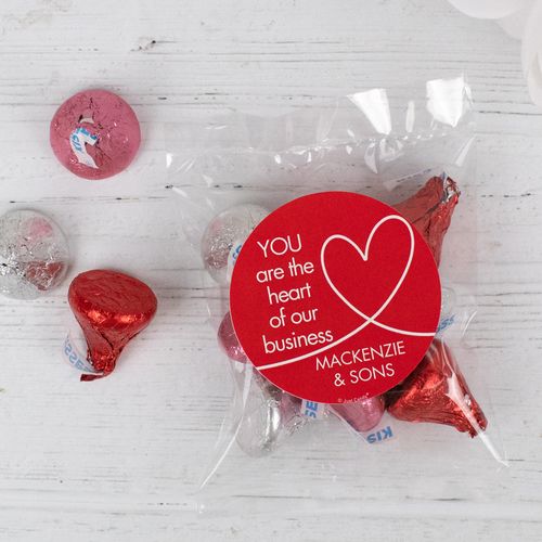 Personalized Valentine's Day Heart Loop Candy Bags with Hershey's Love MIx Kisses