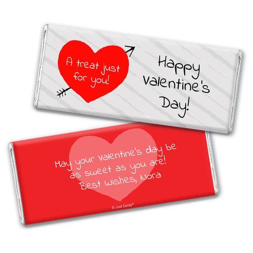 Personalized Valentine's Day Heart and Arrow Hershey's Chocolate Bar & Wrapper