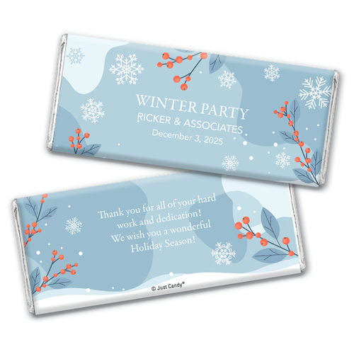 Personalized Hershey's Milk Chocolate Bar & Wrapper - Holly Holiday Berries Winter Party