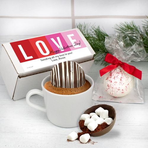 Personalized Valentine's Day Hot Chocolate Bomb Gift Box - Color Block Love