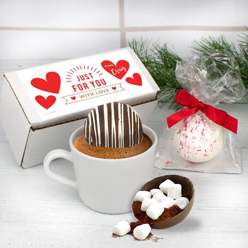 Personalized Valentine's Day Hot Chocolate Bomb Gift Box - Just for you Hearts