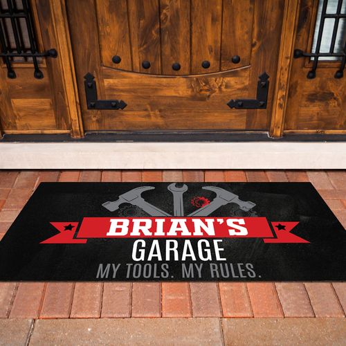 Personalized 18" x 36" Doormat Garage Tools