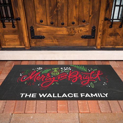 Personalized Christmas 18" x 36" Doormat Merry and Bright