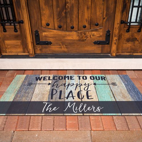 Personalized 18" x 36" Doormat Happy Place