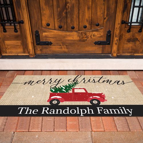 Personalized Merry Christmas 18" x 36" Doormat Merry Christmas Truck
