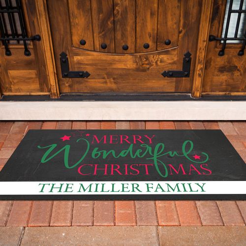 Personalized 18" x 36" Doormat Merry Wonderful Christmas