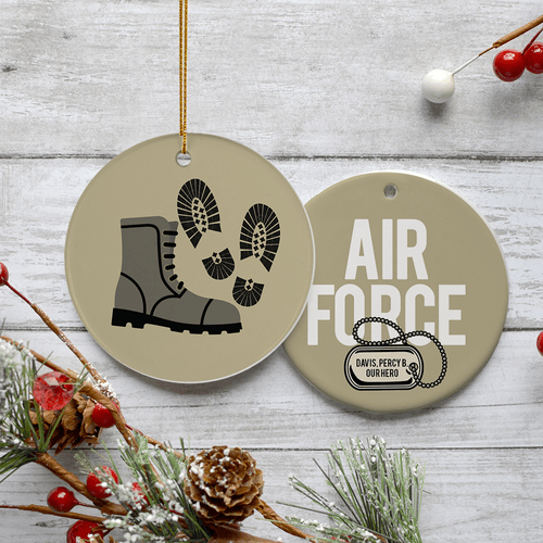 Personalized Air Force Boots Holiday Ornament