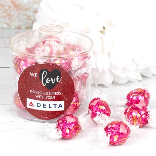 Personalized Corporate Dazzle Lindor Truffles Short Canister Gift