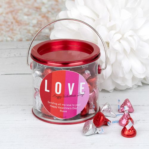 Personalized Valentine's Day Paint Can Gift with Kisses - Color Block Love