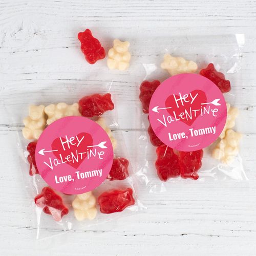 Personalized Valentine's Day Candy Bag with Gummi Bears - Hey Valentine