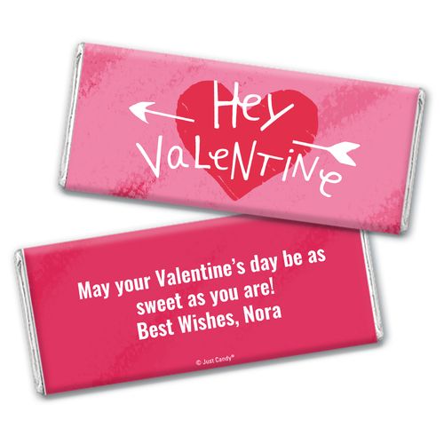 Personalized Chocolate Bar & Wrapper - Valentine's Day Hey Valentine