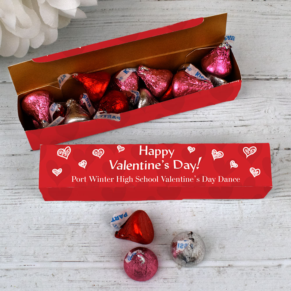 Valentine's Day 13pc Hershey's Kisses Favor Box - Scribble Hearts