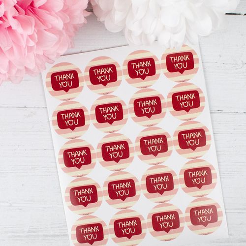 Valentine's Day 2" Stickers - Thank You Text