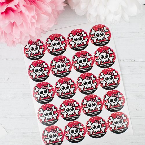 Personalized Valentine's Day 2" Stickers - Skull and Bones Hearts