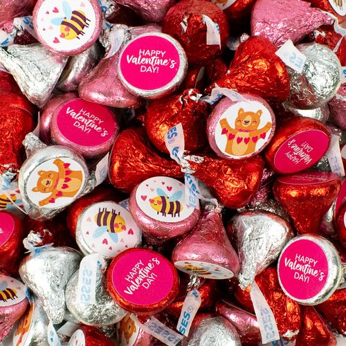 Valentine's Day Hershey's Kisses Candy Bees and Bears - Assembled 100 Pack