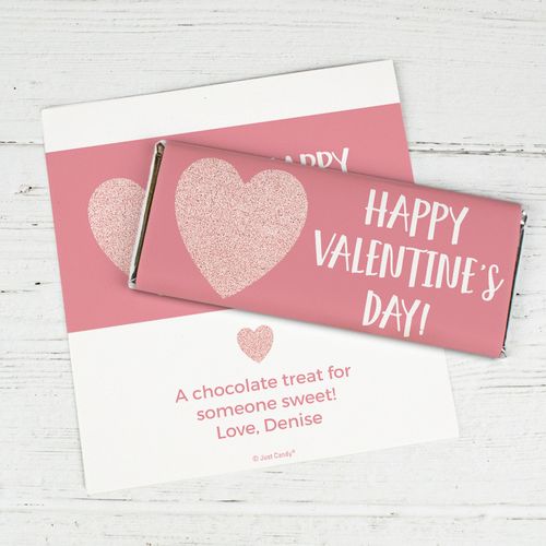 Personalized Chocolate Bar Wrappers Only - Valentine's Day Glitter Heart