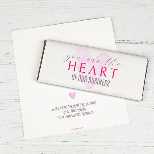 Personalized Chocolate Bar Wrappers Only - Valentine's Day Heart of Our Business