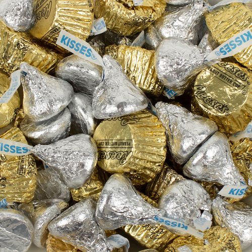 Silver Hershey's Kisses & Reese's Miniature Peanut Butter Cups - 1lb Bag